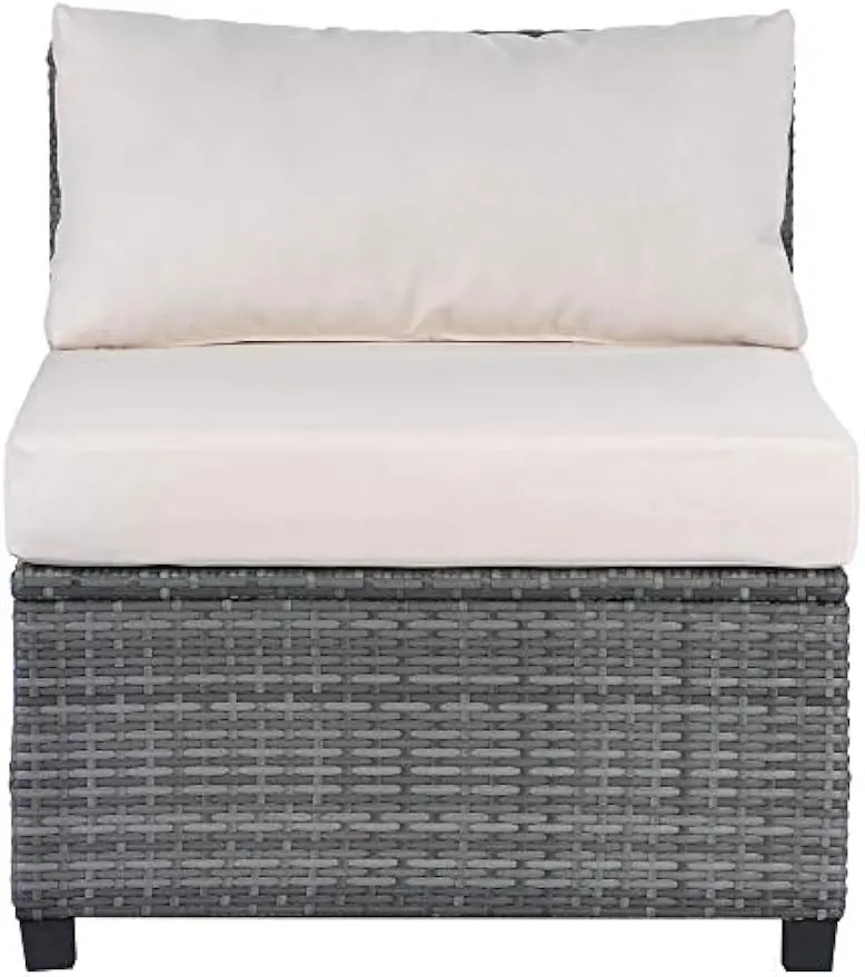 Wicker Rattan Sets Sofá secional com Almofadas, Mobília ao ar livre, Pátio Conversa Set, All Weather, 8 Pcs