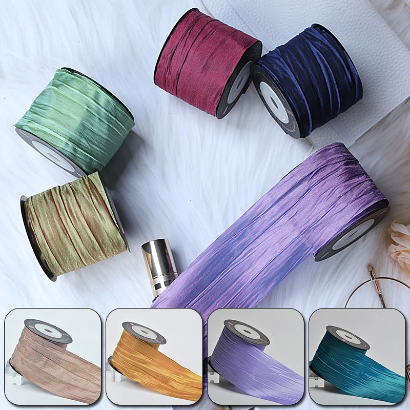 5cm Wide Pleated Colour Changing Ribbon Polyester Segmented Ribbons Gift Cake Box Wrapping Supplies DIY Handicraft Wedding Decor