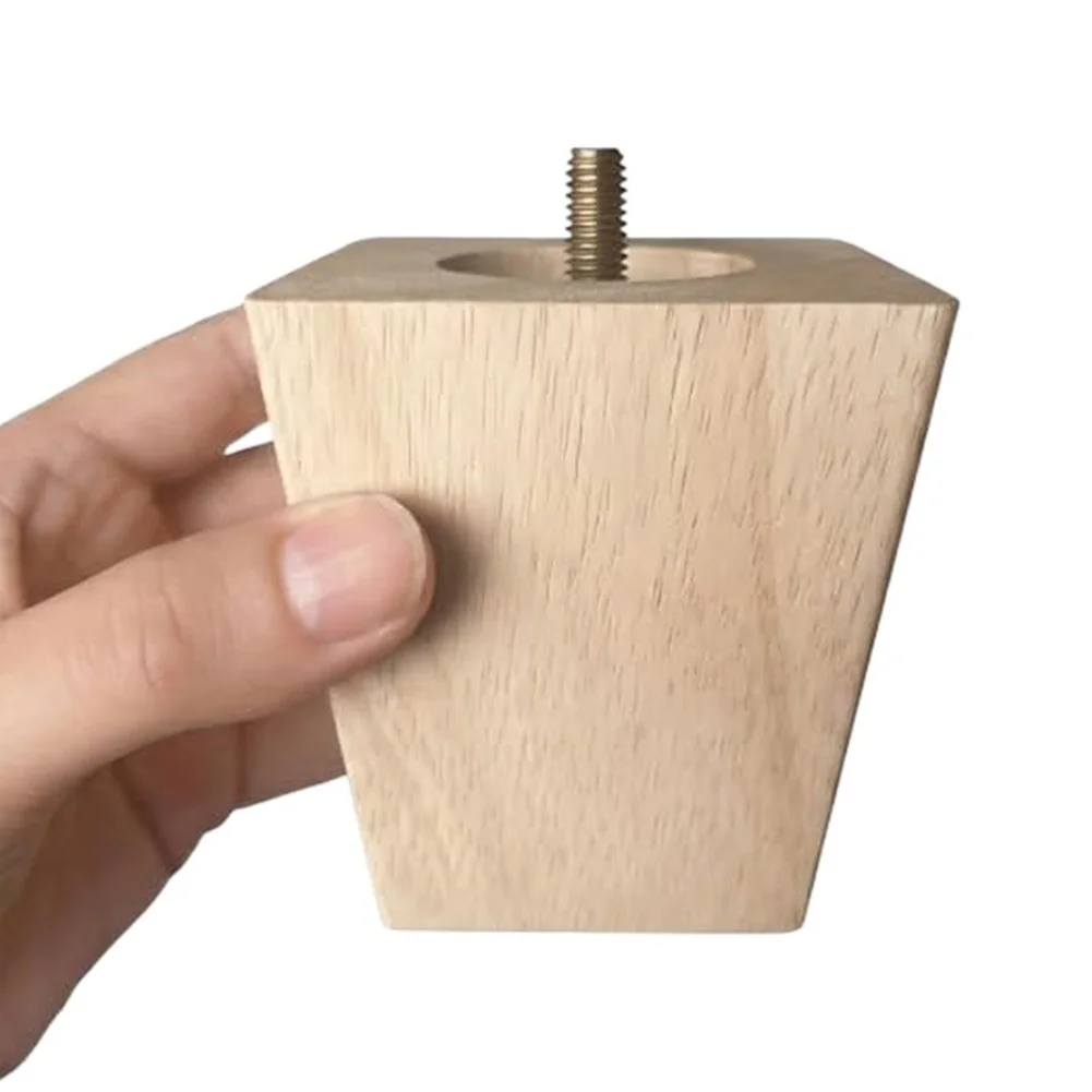 Rubber Wood Square Furniture Legs for Tables Sofas Beds Desks Coffee Tables Side Tables with Countersunk Screw Mounting System