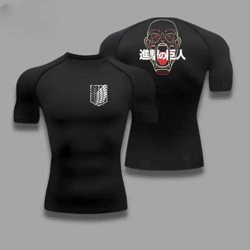 

Titan Pattern Compression Men Bodybuilding Sportswear Short Sleeve Quick Dry Workout Shirts Sport Tops Gym Running T-shirt Men