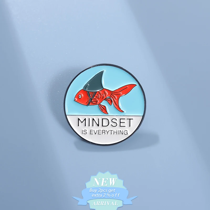 Mindset Is Everything Enamel Pin Good Luck Koi Carp Goldfish Brooch Lapel Badge Encourage Inspiration Motivational Jewelry Gift