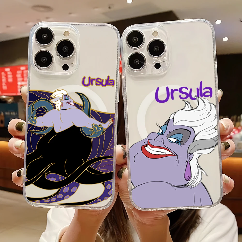 MINISO U-Ursula The L-Little M-Mermaid Villain For IPhone 16 15 14 13 12 11 Pro Max Plus Transparent Magnetic Suction Phone Case