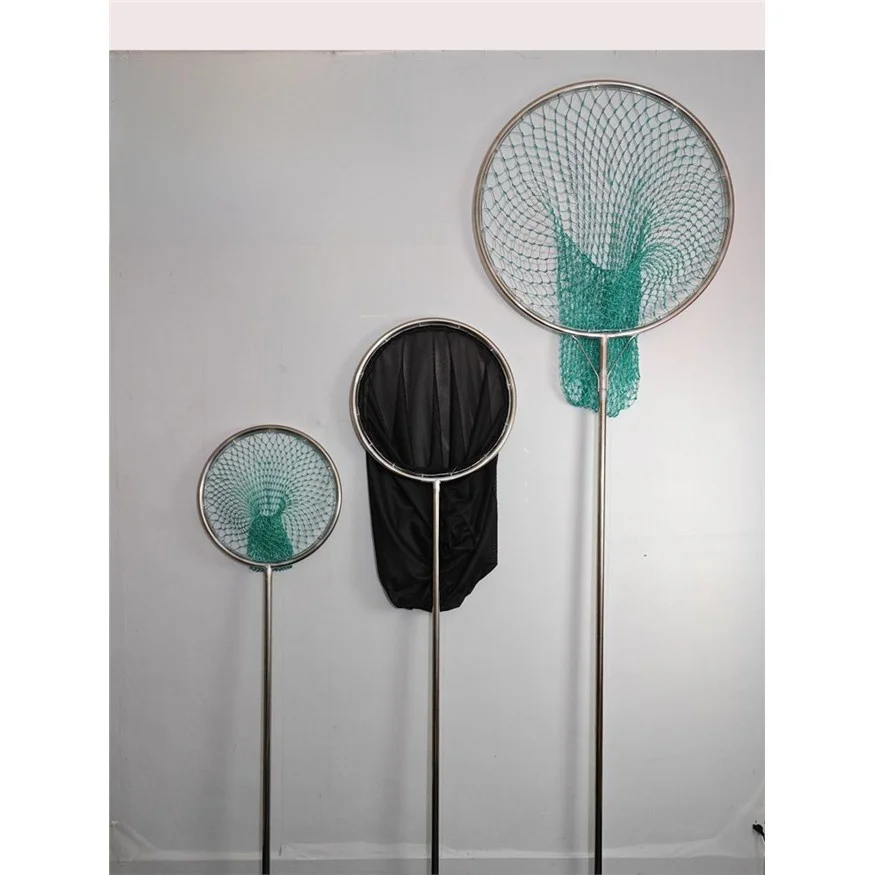 ステンレス鋼一体型ハードフィッシングネットシーフード回収ツールアウトドアキャンプ旅行用品非収縮ロングリーチ