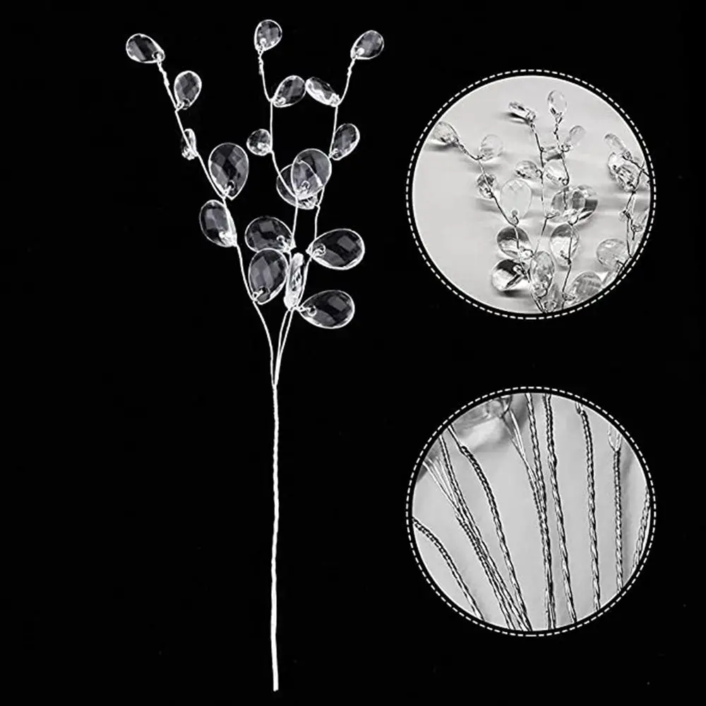 

Emulation White DIY For Home Acrylic Water Drop Crystal Bud Branches Artificial Bouquet Crystal Flower Craft Decoration