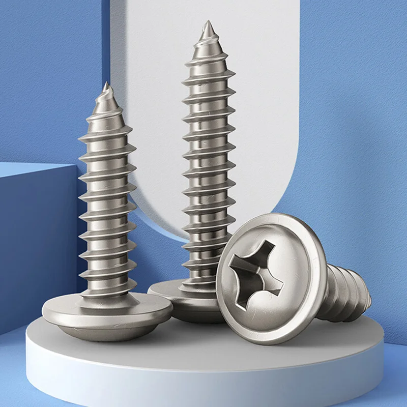 200pcs M1.2 M1.4 M1.7 M2 M2.3 M3 M4 Round Head Phillips Self Tapping Screw With Washers Carbon Steel Cross Pan Head Screws Bolts