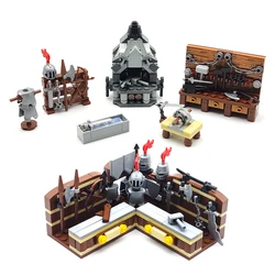 Medieval Equipment Store Armor Knight Soldier Helmet Building Blocks Scene Set, MOC Assembly Military Character Accessories Toys