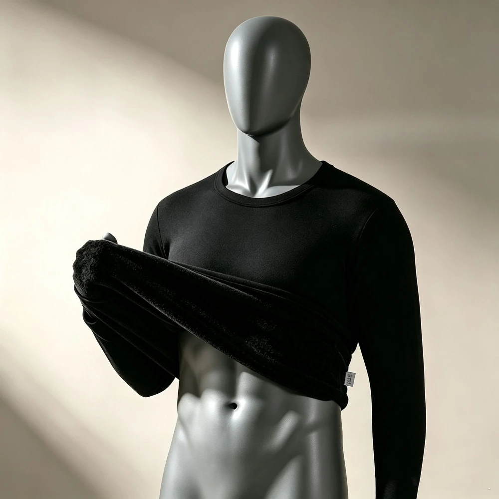 Thermal Shirts for Men Crewneck Fleece Lined Solid Men Base Layer Cold Weather Undershirts One-piece Fleece Pullover Tops M-5xl
