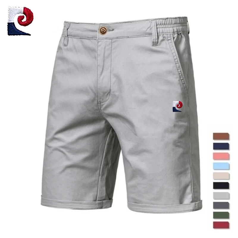 New Summer Men's 100% Cotton Casual Shorts, Fashionable, Casual, Business, Social, Elastic Waist, Breathable, Sports Shorts