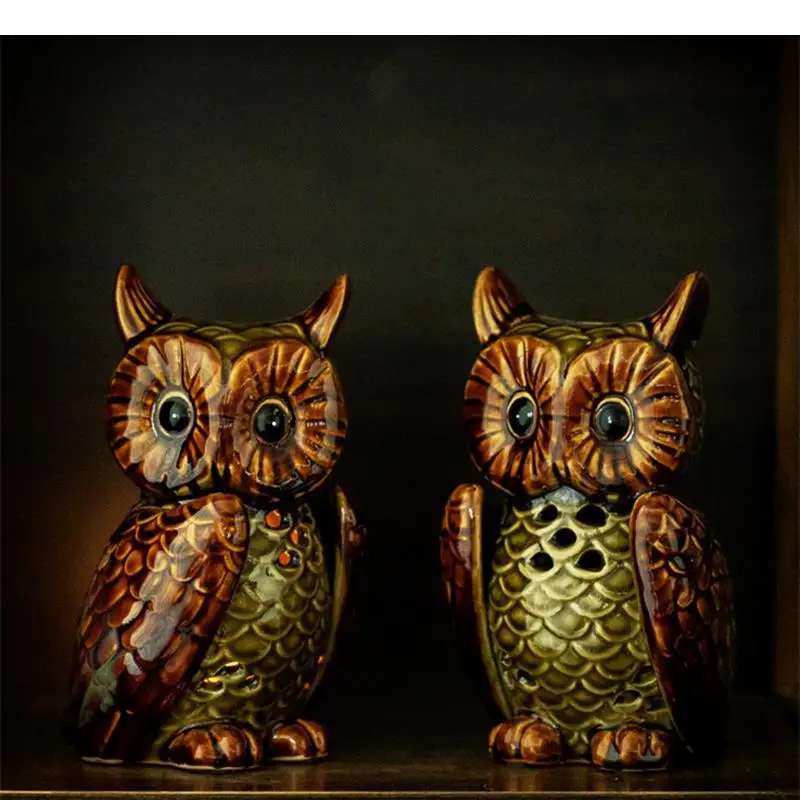 

Ceramics Owl Candle Holders Desktop Ornament Candlelight Dinner Props Animal Statue Art Nordic Home Decor