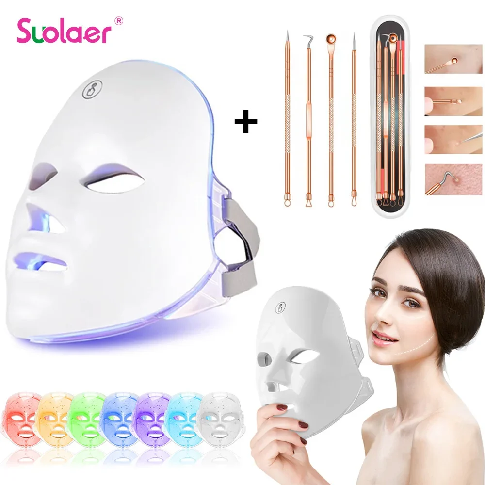 الكهربائية 7 ألوان LED قناع الوجه الفوتون العلاج تجديد الجلد مكافحة حب الشباب إزالة التجاعيد العناية بالبشرة قناع تفتيح البشرة #1