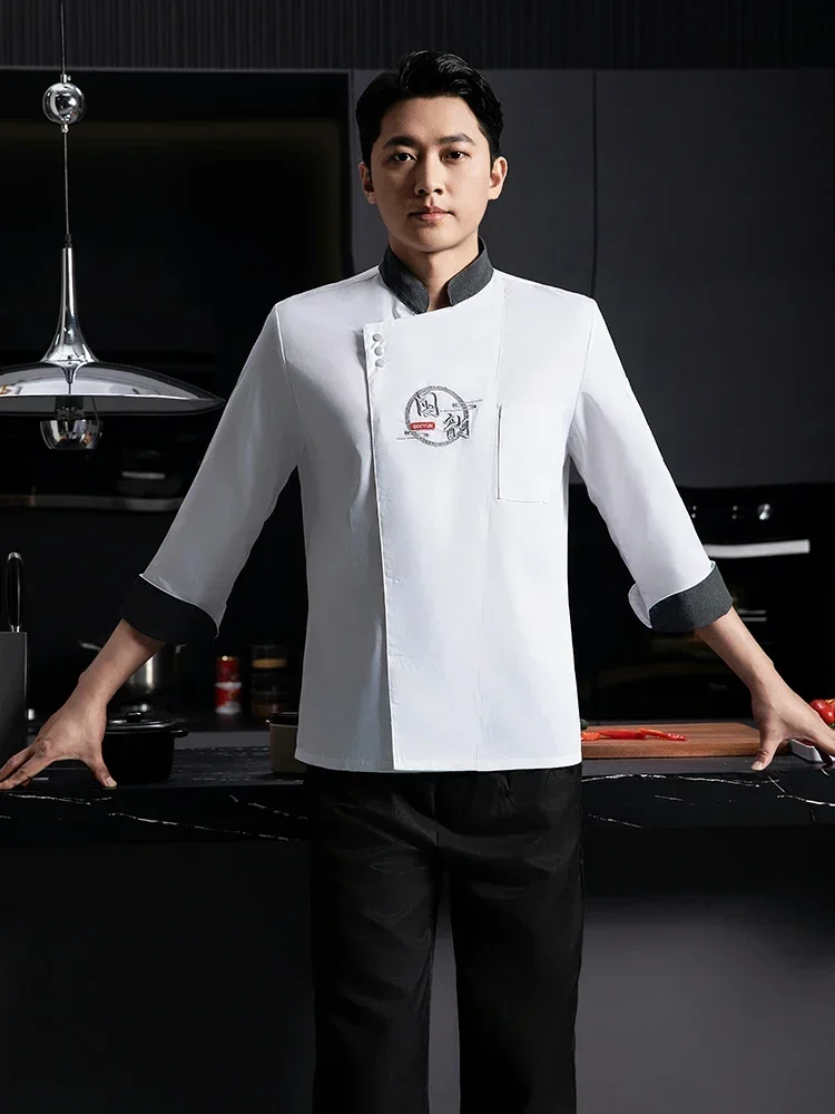 Abrigo de cocinero de panadería para hombre, monos de cocina, uniforme de restaurante, camisa, ropa de cocina transpirable, chaquetas de Chef de Pizza para mujer