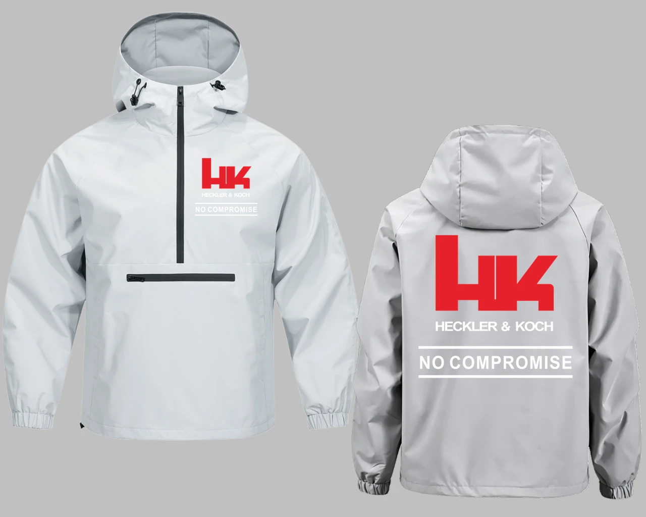 2026 H&K Heckler Koch Logo Chaquetas con capucha para hombre, para tiro al aire libre, HK MP5 G3 G36 USP Pistol Punisher XM25, sudaderas con media cremallera