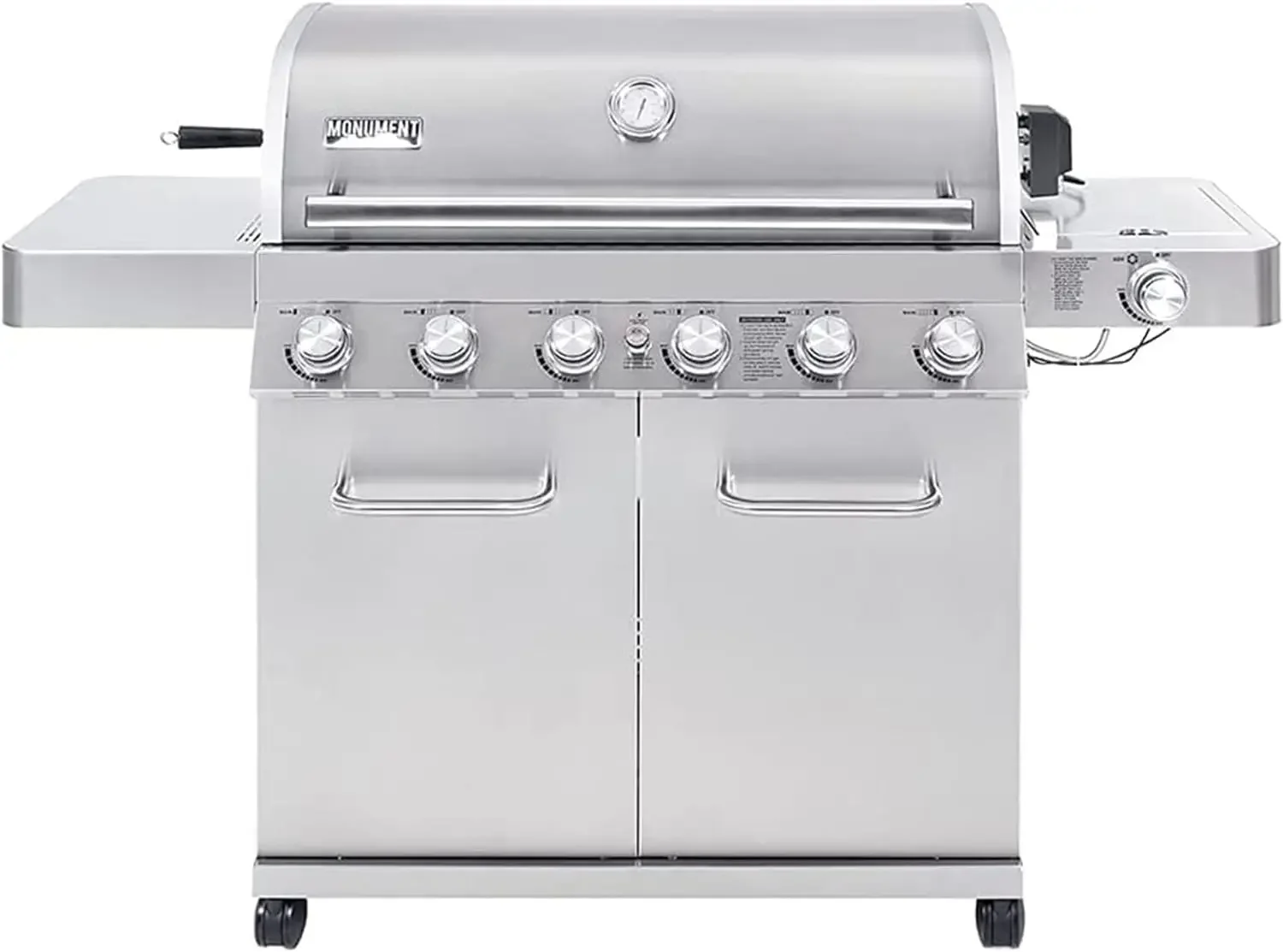 Burner Stainless Steel Cabinet Style Propane Gas Grill with LED Controls Side Burner Built in Thermometer and Rotisserie Kit