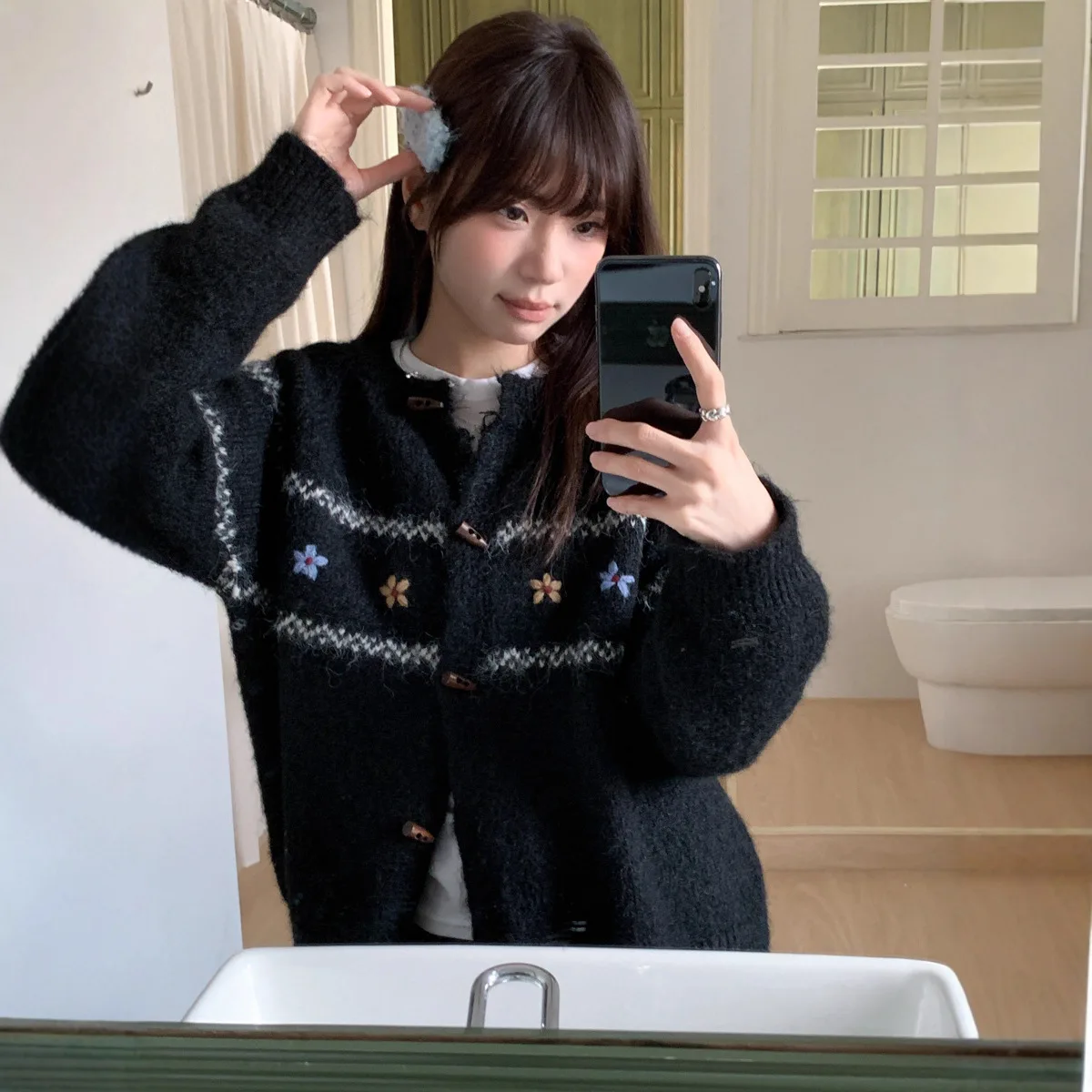 الغابات نمط الجاكار محبوك سترة معطف المرأة الخريف والشتاء تنوعا سترة سترة Laid-الظهر نمط سترة فضفاضة #3