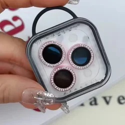 2-3Pcs Glitter Diamond Camera Len Protector For IPhone 16 13 14 15 Pro Max Back Mini Cover Lens Ring Glass For IPhone 14 15 Plus