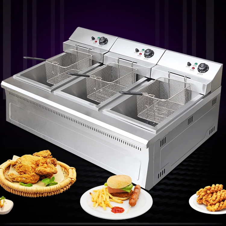 Custom Made 3-Fryer 13L*3 Basket Electric Chips Deep Fryer Chicken Restaurant For Commercial
