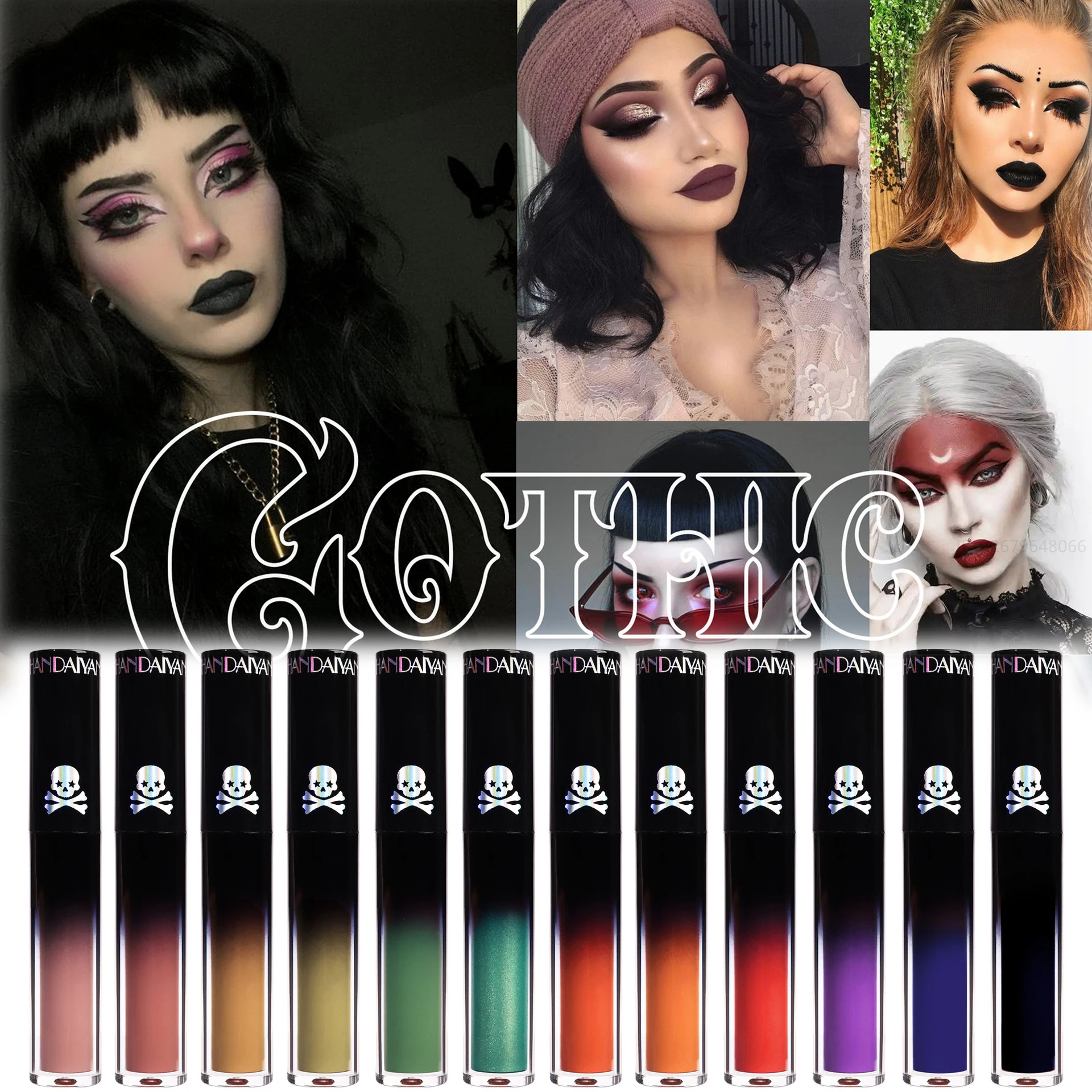 Cool Girl Lip Gloss High Pigmented Black White Purple Lipsticks Long Lasting Moisturizing Matte Non-stick Cup For Cosplay Party