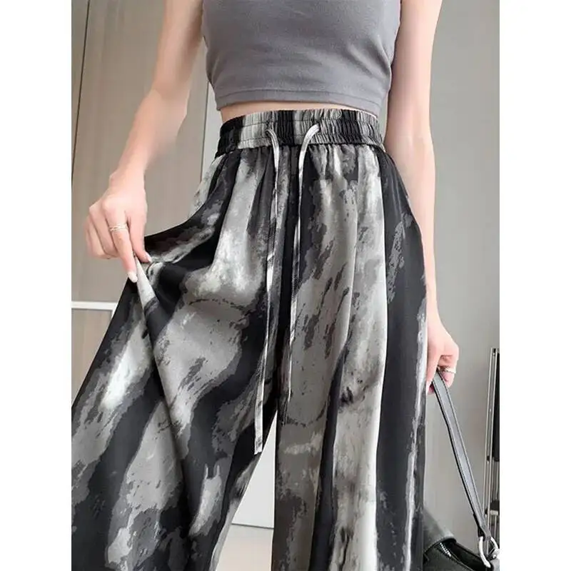 

Summer Oversized Women S Clothing Fashion Splice Pockets Simplicity Commuting Lace Up Temperament Wide Straight Leg Pants