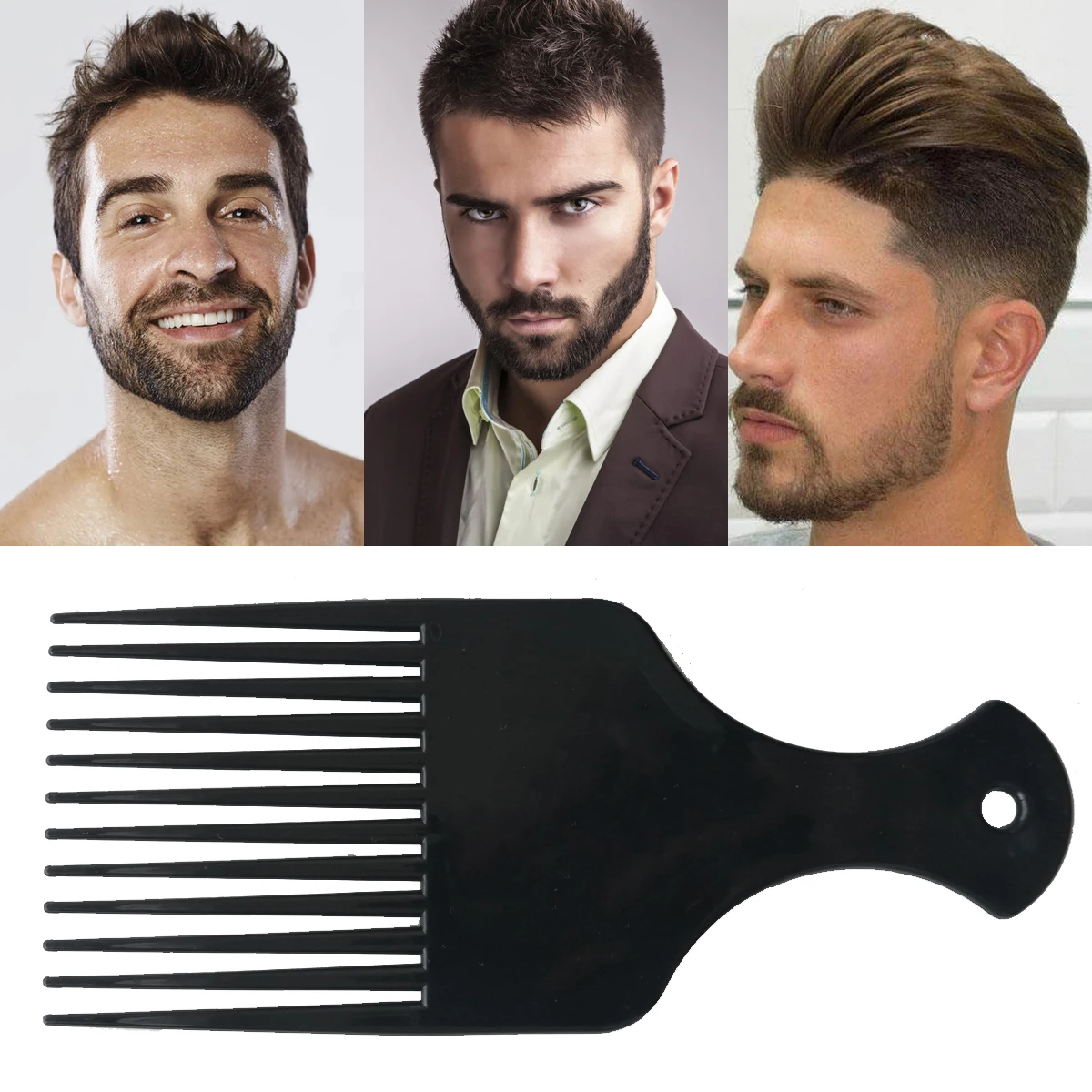 

Professional 1PCS Men Hair Wide Teeth Fist Shape Black Handle Beard Long Thick Curly Afro Hair Anti-Static Comb