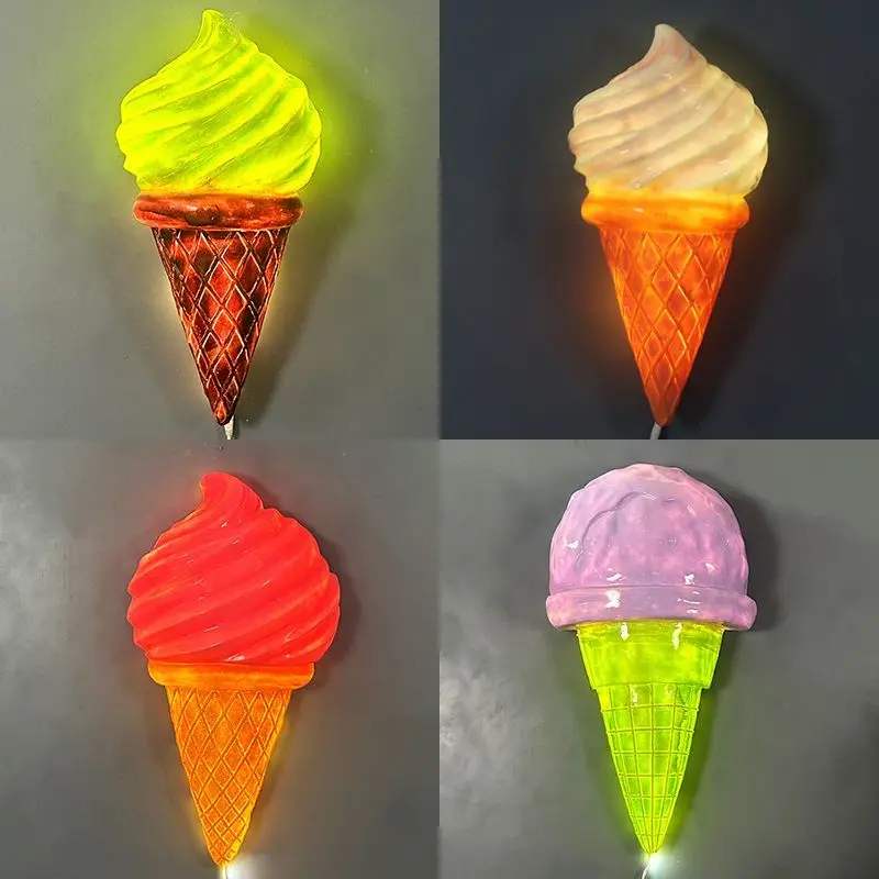 Simulation luminous ice cream milk tea cup sculpture door wall decoration ornament