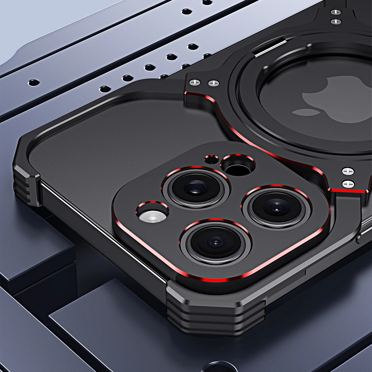 For iPhone 13 14Pro 15Pro Max Metal aluminum alloy Magnetic Magsafe Phone Case Sport Ring phone holder Bumper Protective cover ﻿