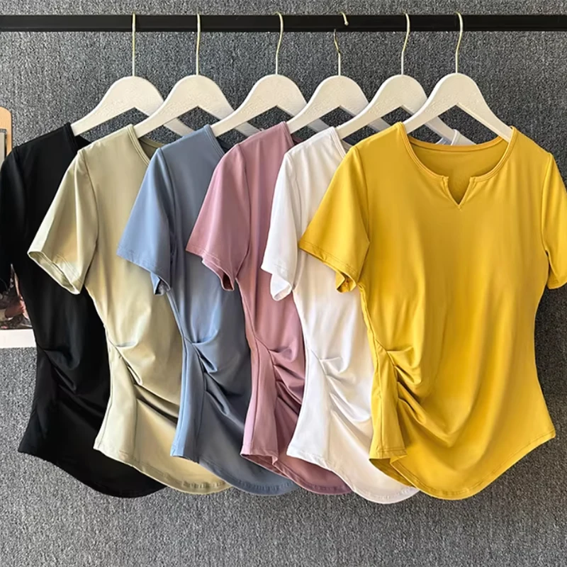 Women's Yoga Outfit Summer Pilates Training Fitness Top High-End Sport Running Set Short-Sleeve Quick-Dry T-Shirt
