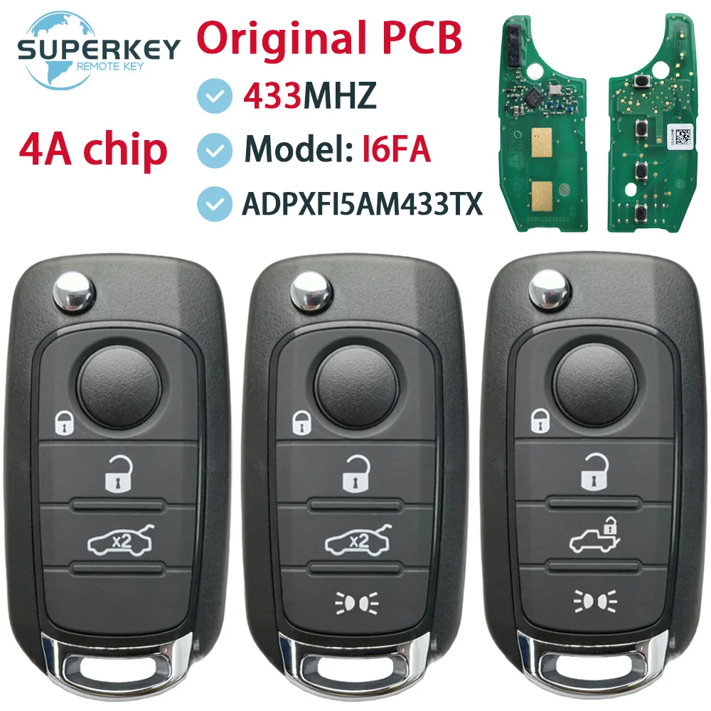 

2ADPXFI5AM433TX For FIAT Tipo Nuovo Grazie 500X Egea Fiat 2016 2017 2018 Flip Remote Car Key 433Mhz 4A Chip OEM PCB