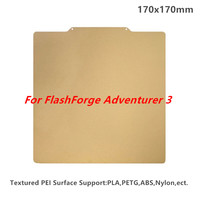 3D Printer PEI Build Plate 170x170mm Spring Steel Sheet Double Sided Textured PEI Magnetic Print Bed for FlashForge Adventurer 3