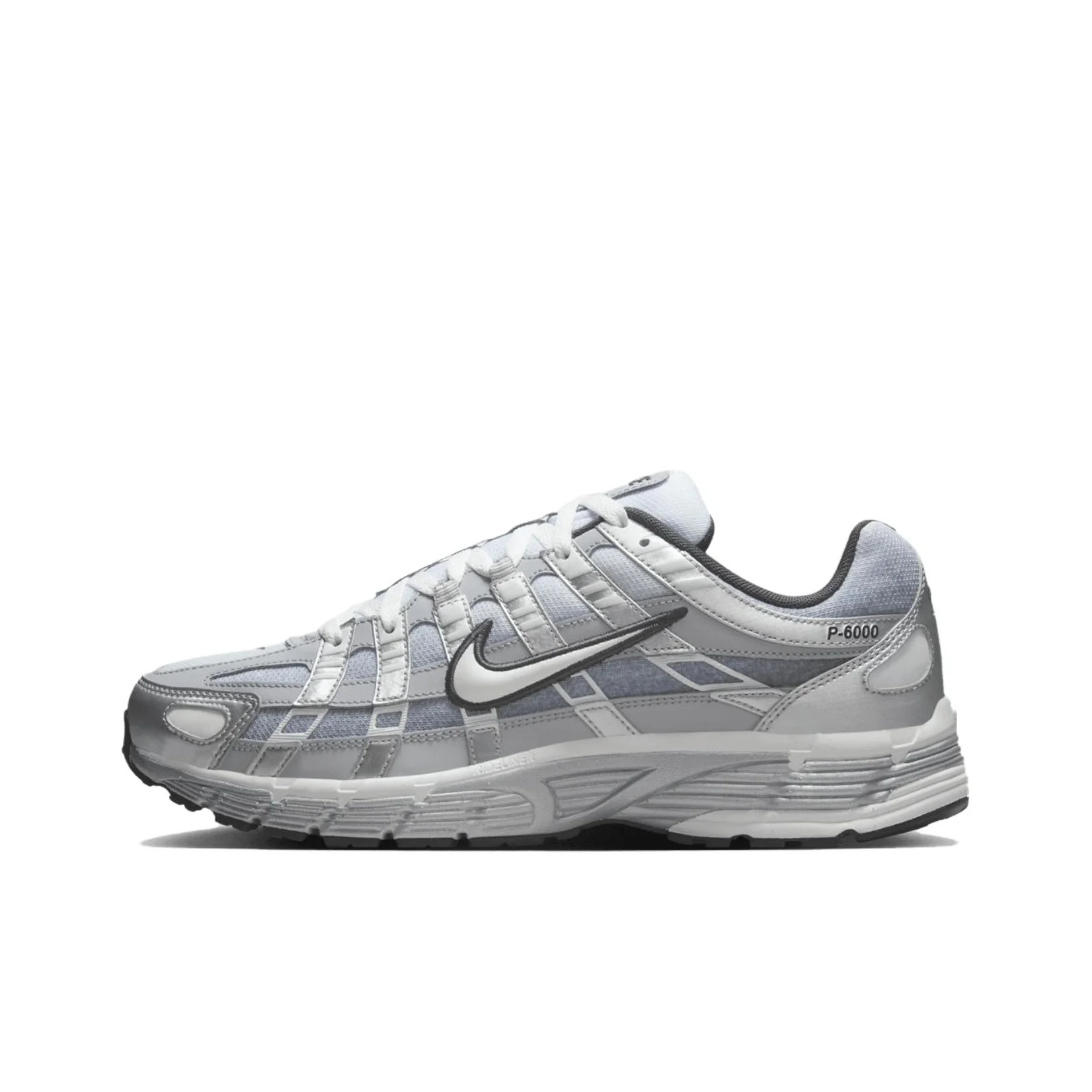 Nike P 6000 Textile, chaussures de course décontractées basses résistantes à l'abrasion en cuir pour hommes, gris argenté