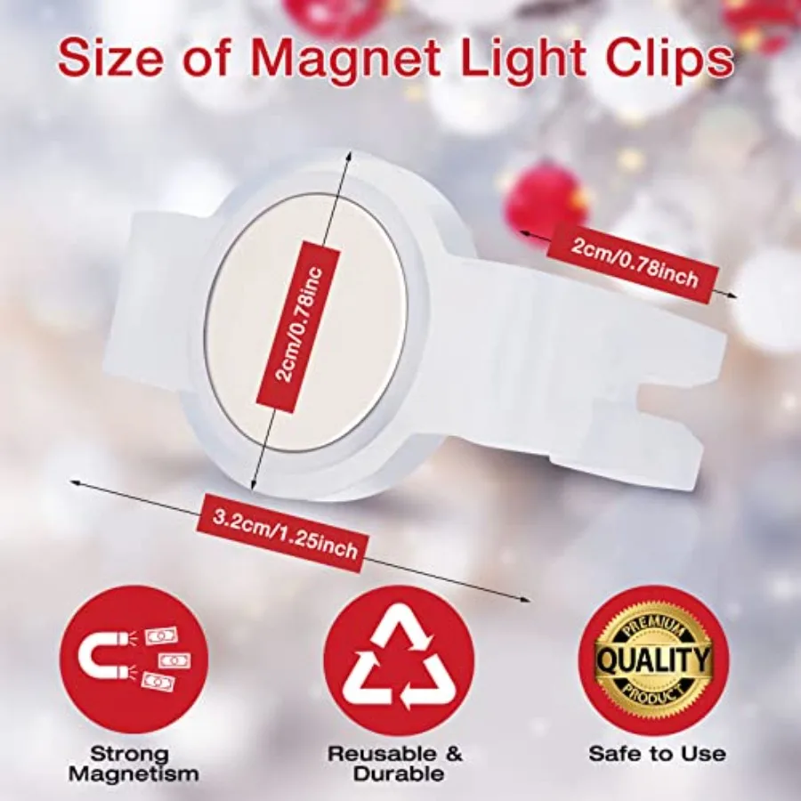 Pcs C9 Magnetic Christmas Light Clips Extra Strong Outdoor Magnet Hook Clips for C9 Sockets Weather Resistant Shatterproof for