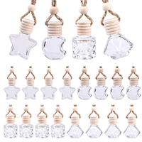 15Pcs Column Glass Empty Refillable Car Perfume Bottle, Car Hanging Fragrance Essential Oil Diffuser Bottle Pendants Decor