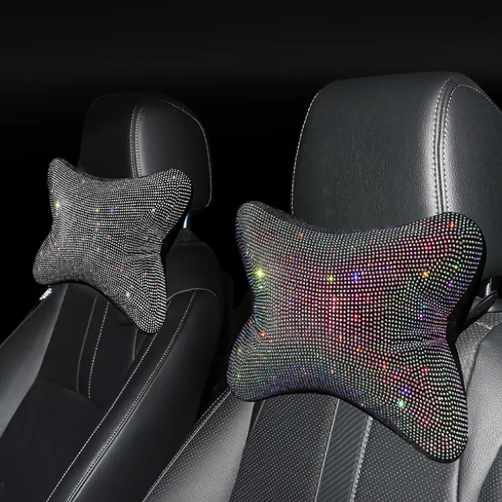 

Luxury Diamond Car Neck Pillow Auto Headrest Pillow Seat Soft Pillow Crystal Rhinestone Bling Car Accessories Interior for Woman