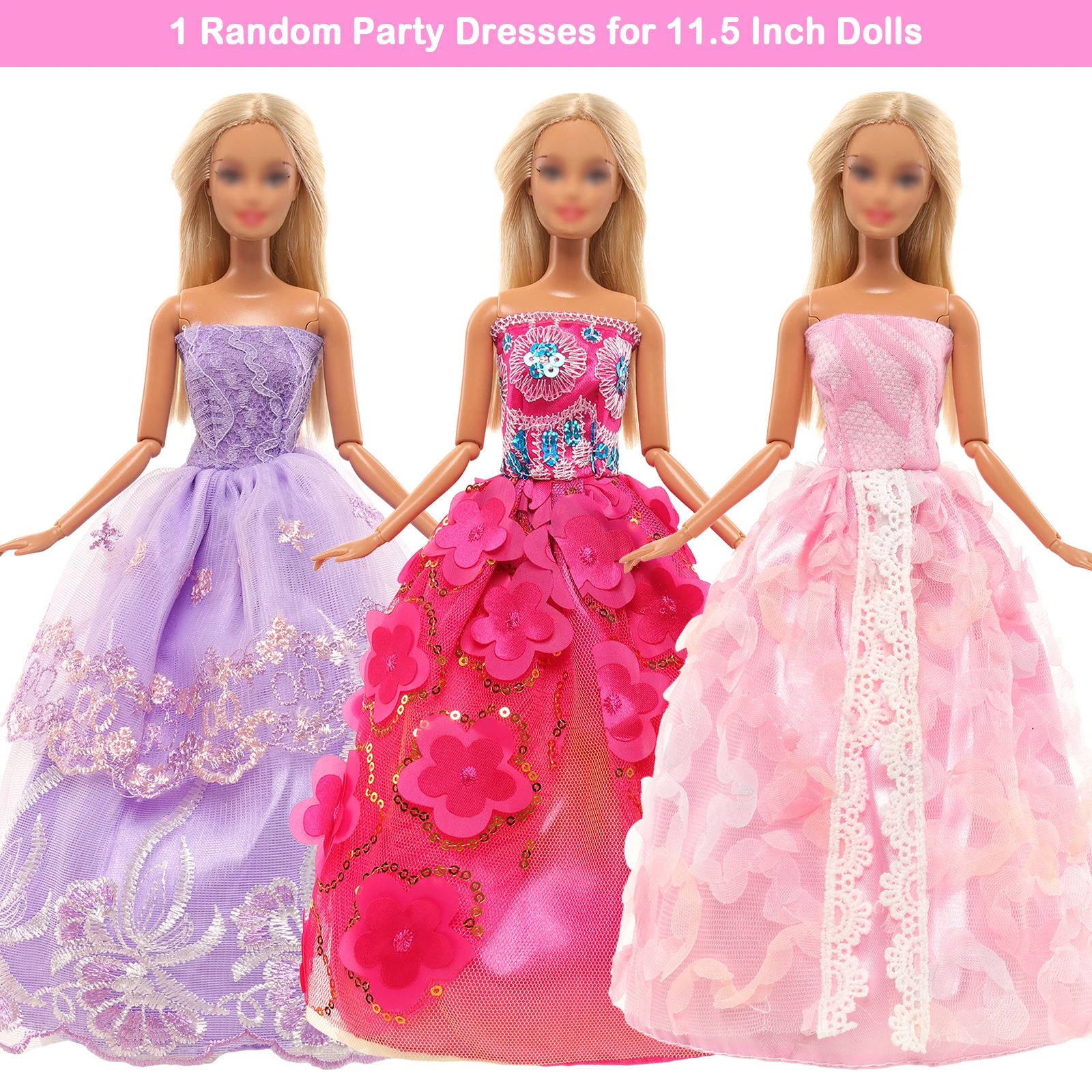 1/6 11.5 Inch Doll Fashion Style 31 Set=1 Long Skirt+3 Sequin Skirts+3 Dresses+5 Strap Skirt+9 Cosmetics Accessories+10 Shoes