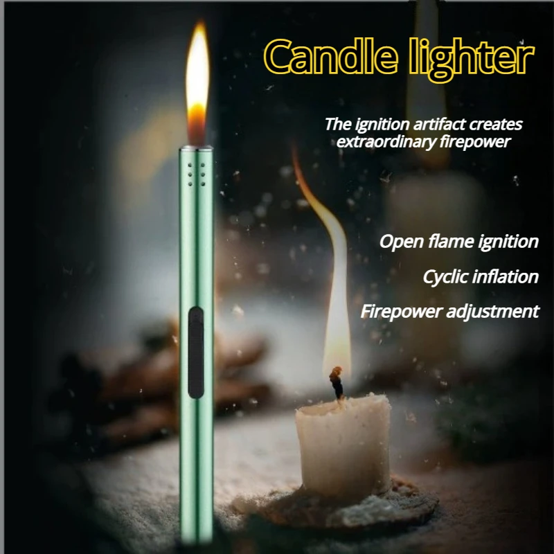 New Fashionable Soft Fire Butane Gas Lighter with Long Handle Ignition Rod, Home Aromatherapy Candle, Kitchen Gas Stove Igniter