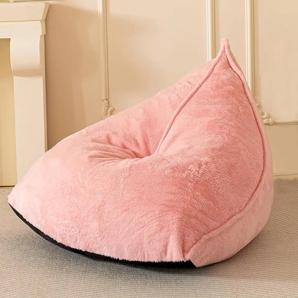 

Bean Bag Chairs Sherpa Lazy Sofa, Giant Beanbag Chairs For Adults, Teenagers With Stuffed High Density Foam Filling, Comfy