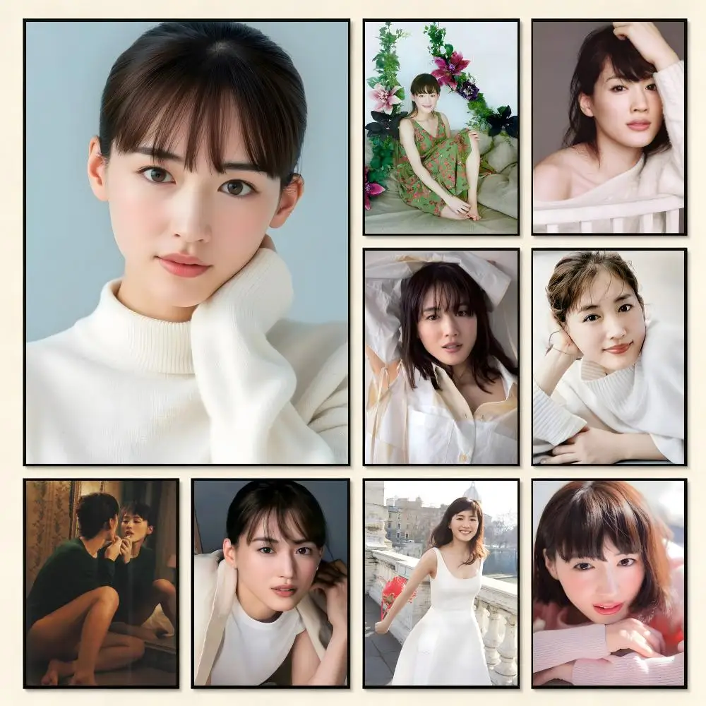 Chic Elegant Charming Japanese Actress H-Haruka Ayase Poster Self Adhesive PP Wall Art No Frame Bedroom Playroom Decor