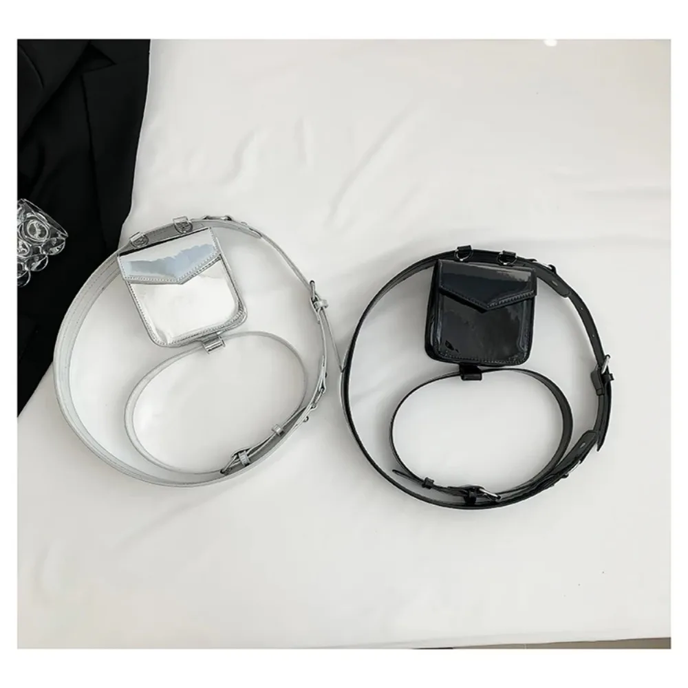 

2024 Motorcycle Style Waist Bag High Gloss Metal Mirror Small Square Bag Detachable Leg Bag Women's