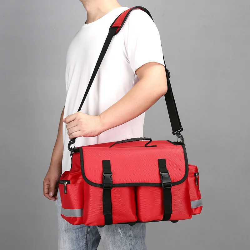 Outdoor First Aid Kit Large Outdoor Sports Red Nylon Waterproof Cross Messenger Bag Family Oxford cloth Travel Emergency Bag