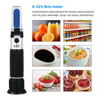 0~32% Brix Handheld Sugar Refractometer Sugar Concentration Meter Sugar Densimeter Saccharimeter Tester Fruits Juice Grapes ATC
