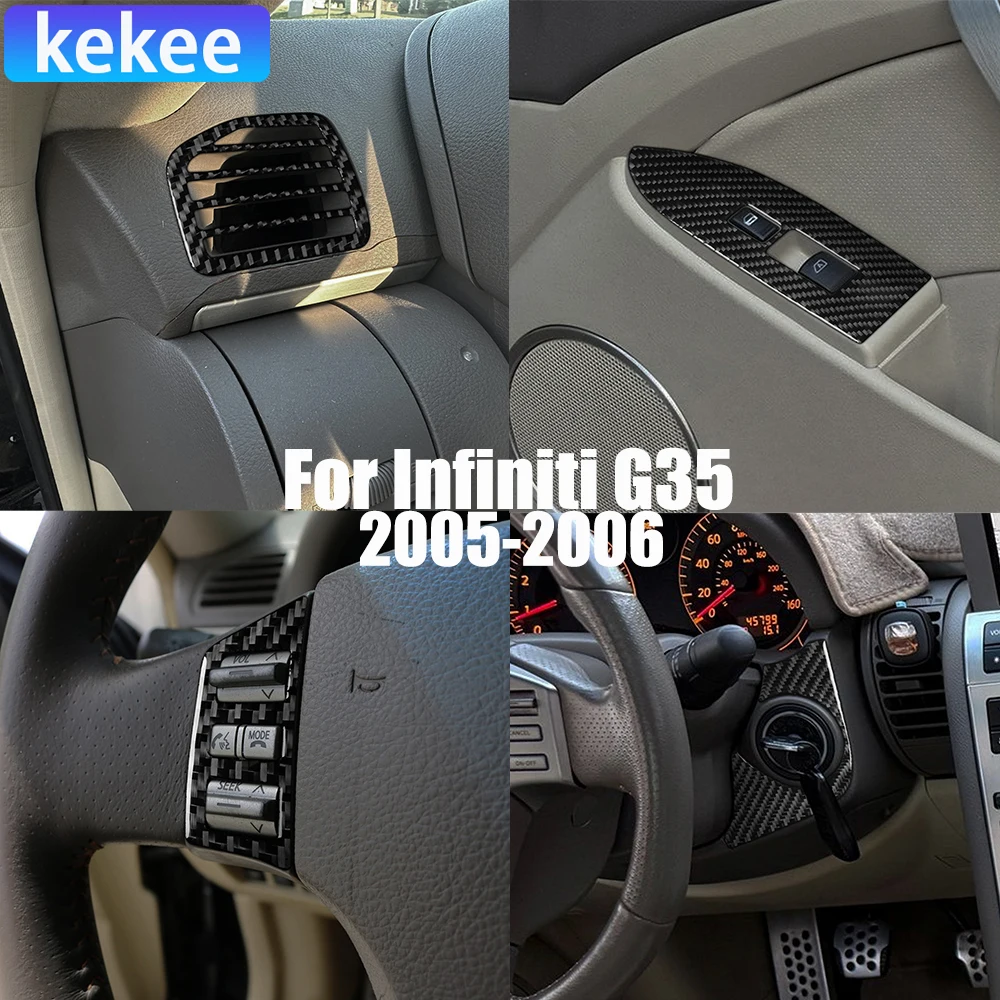

Real Carbon Fiber Car Accessories Dashboard Gear Shift Decorative Trim Cover Soft Sticker For Infiniti G35 V35 CV35 2005-2006