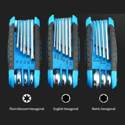 8 in 1 Folding Allen Wrench Set Metric Allen Key Set Tool Folding Home Repair Key Set Portable Star Wrench Kit Wholesale Hot