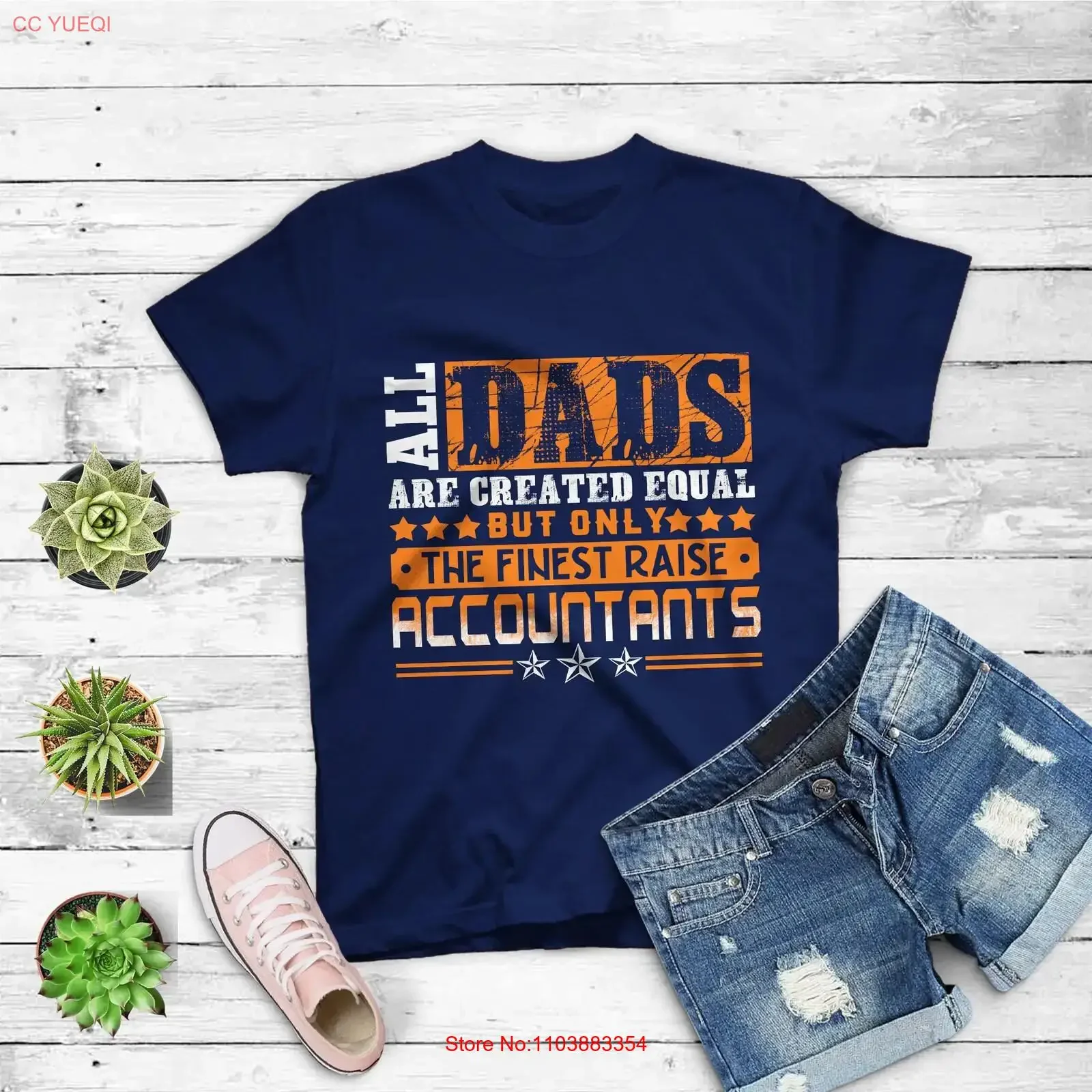 T-shirt pour hommes « Tous les papas sont créés égaux, les meilleurs comptables » vintage, délavé, élégant, respirant, décontracté, confortable, extensible