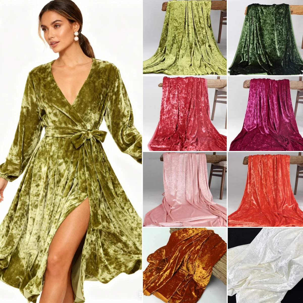 

High end high-quality soft velvet fabric sewn cheongsam stage clothing DIY background decoration surface fabric