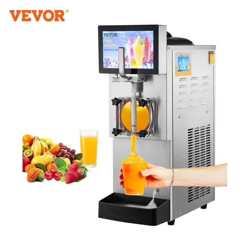 VEVOR Machine à Granités Commerciale 8L Machine à Granitas en Inox Alimentaire Machine à Slushie Réfrigération Rapide Panneau Intelligent Distributeur Diverses Boissons Frappées Restaurants Cafés Bars