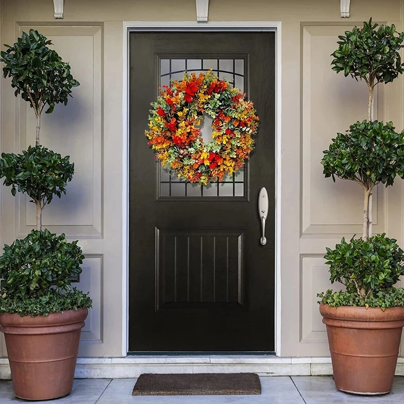 35cm Artificial Wreath Autumn Eucalyptus Wreath Background Wall Window Wedding Party Gifts Christmas Decorations for Home Garden