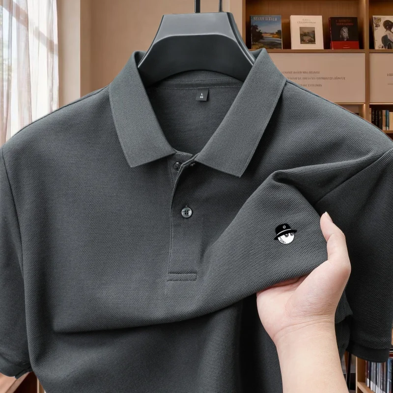 Summer best-selling brand new cartoon exquisite pattern embroidered polo shirt fashionable men 100% cotton comfortable short top