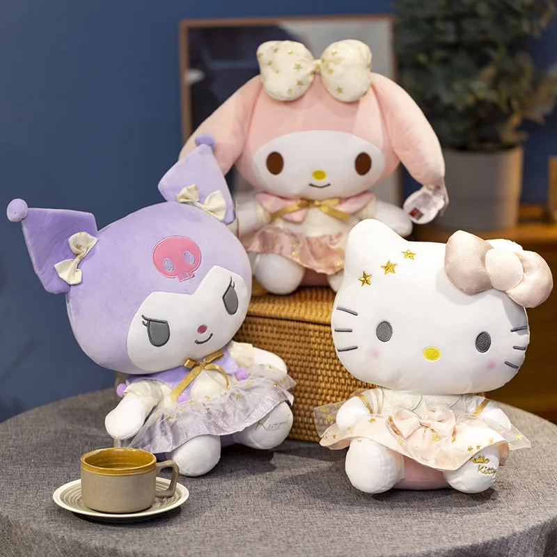 

Delicate Hello Kitty Cinnamoroll Melody Kuromi Plush Doll Kids Toy Girls Gift Peluche Model Home Decor Sofa Cushion Pillow