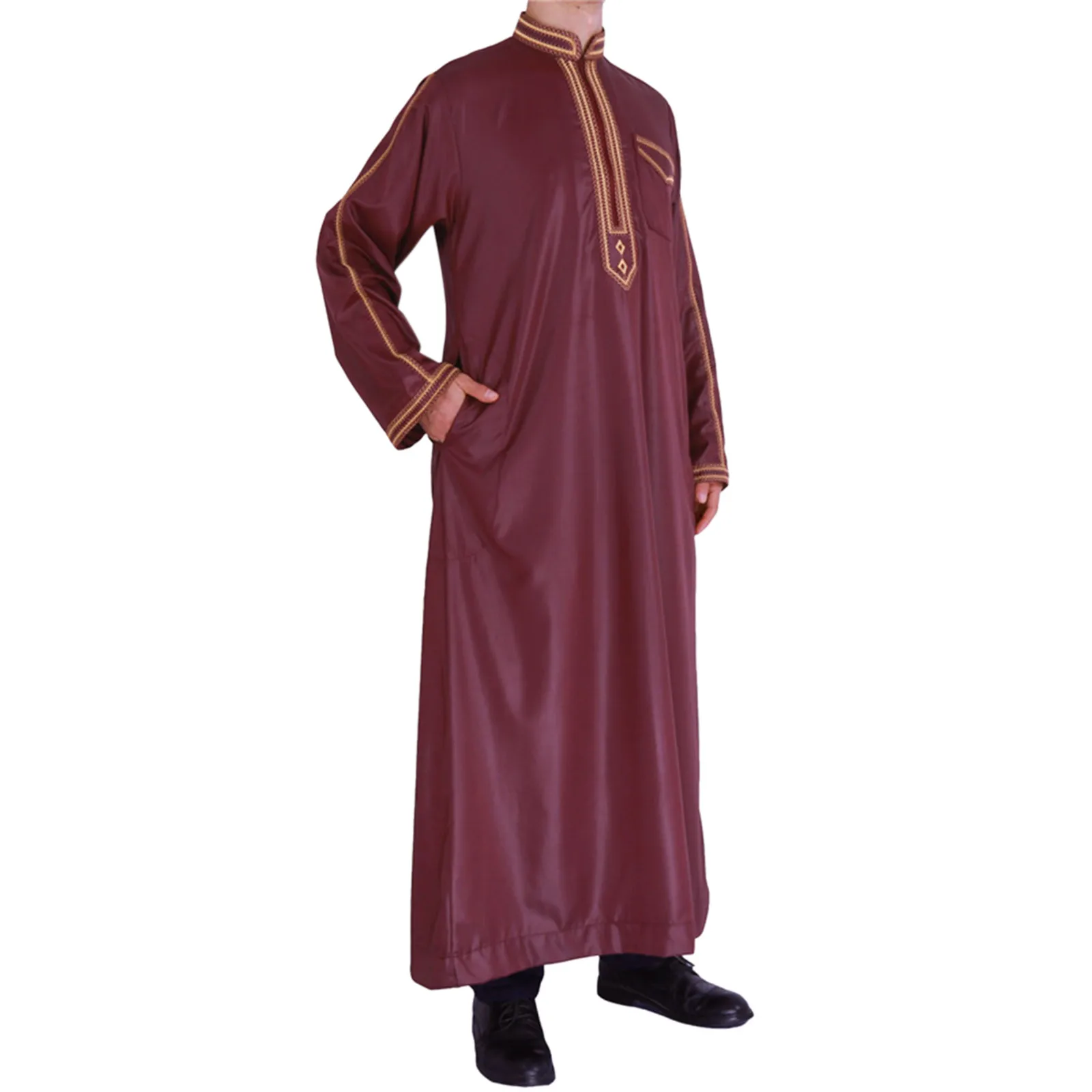 

Long Sleeve Aman Abaya 1piece Jubba Thobe For Men Kaftan Pakistan Muslim Saudi Arabia Djellaba Islam Clothing Prayer Robe Afghan