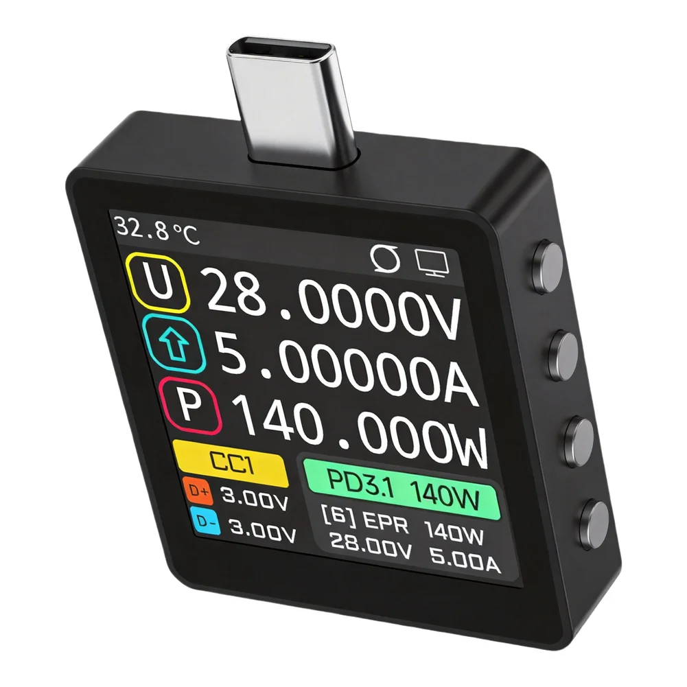 1 Piece 28V Voltage Current Meter Tester For Fast Charging Protocol PD3.1 EPR AVS Spoofing USB Power Analyzer Tool