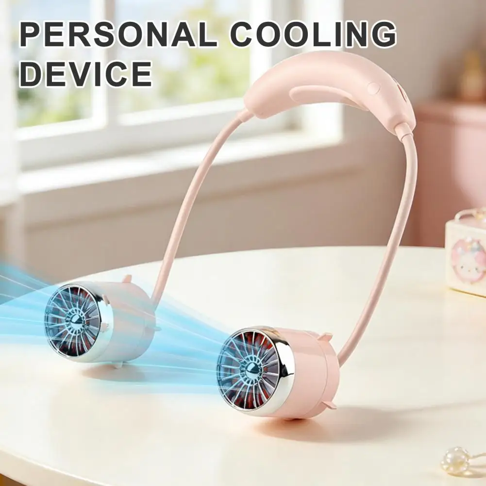 

Low Noise Hanging Neck Fan 360° Bendable Lightweight Neck Electric Fan USB Rechargeable Hands-Free Around Neck Cooler